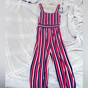 Express Red/White Striped Jumpsuit